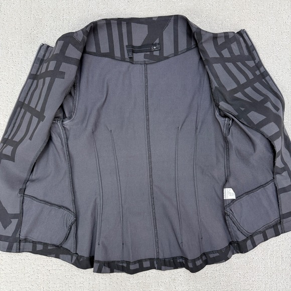 Porto San Francisco Jacket Women 1 Grey Black Grid Zip Up Stretch Funnel Neck - Picture 7 of 11